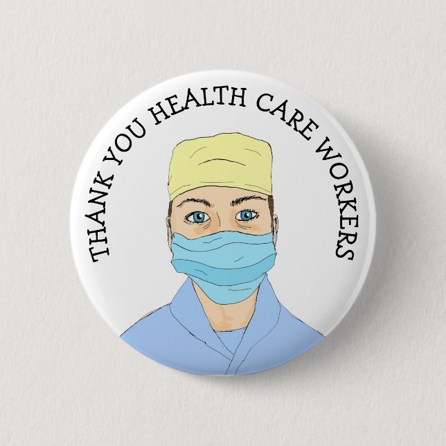 Badge Rond 5 Cm Travailleurs de la santé Merci (Devant)