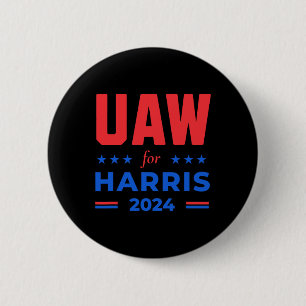 Badge Rond 5 Cm Travailleurs de l'automobile pour Harris 2024 Uaw