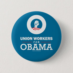 Badge Rond 5 Cm Travailleurs des syndicats pour Obama