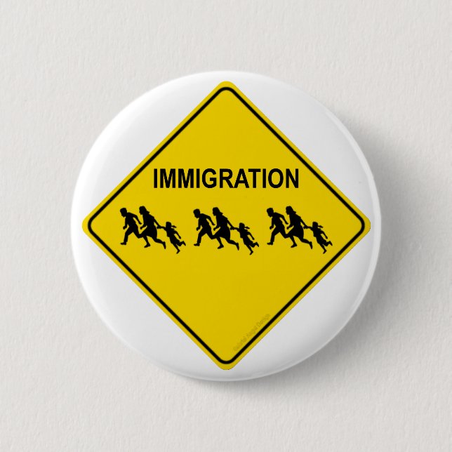 Badge Rond 5 Cm Traversée de l'immigration (Devant)