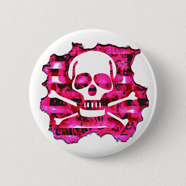 Badge Rond 5 Cm Traverses roses (Devant)