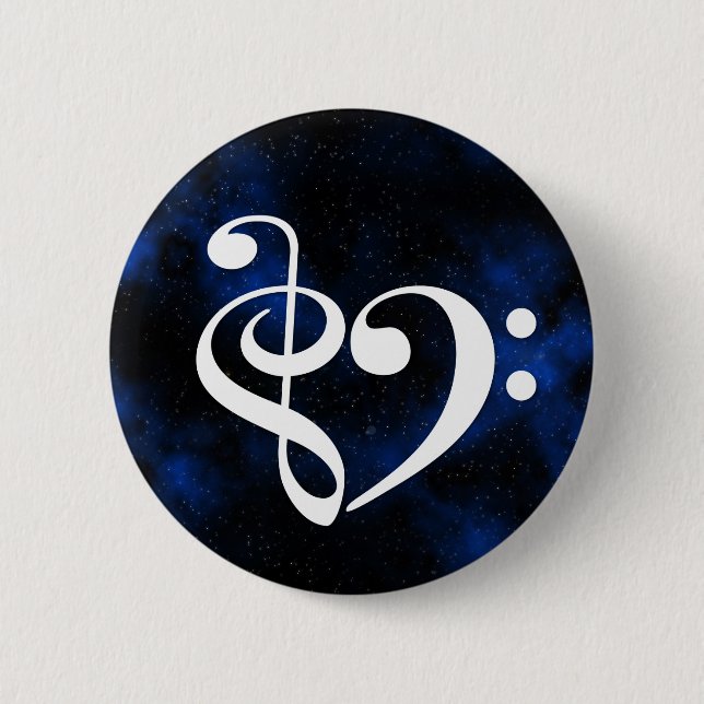 Badge Rond 5 Cm Treble Clef Bass Clef Heart Baid Milky Way (Devant)
