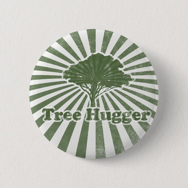 Badge Rond 5 Cm Tree Hugger Pensez Vert (Devant)