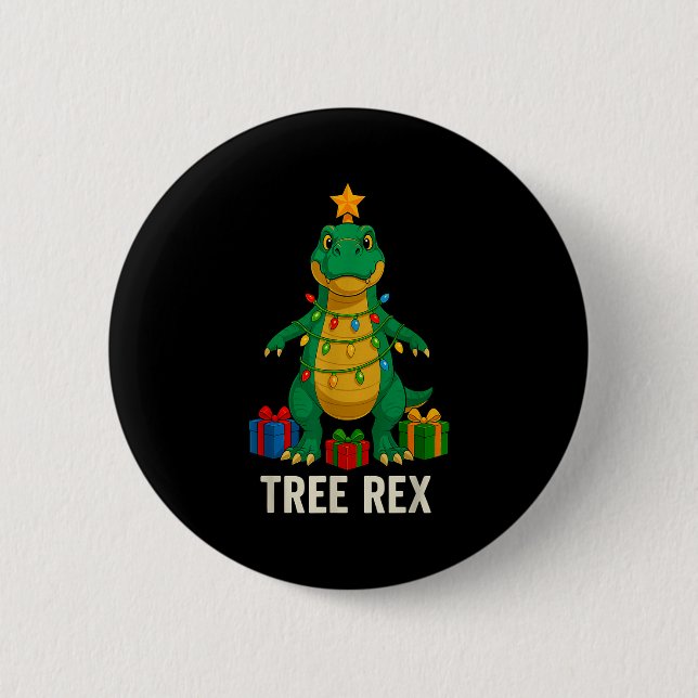 Badge Rond 5 Cm Tree Rex Funny Dinosaur Christmas  (Devant)