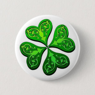 Badge Rond 5 Cm Trèfle à quatre feuilles chanceux