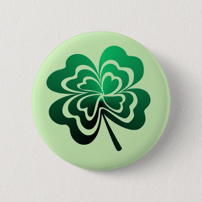 Badge Rond 5 Cm Trèfle à quatre feuilles dégradé vert (Devant)