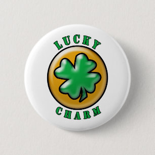 Badge Rond 5 Cm Trèfle chanceux de feuille du charme 4 du jour de