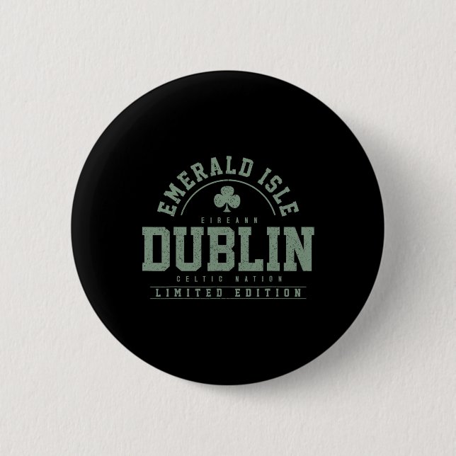Badge Rond 5 Cm Trèfle de Dublin Irlande Saint-Patrick  (Devant)