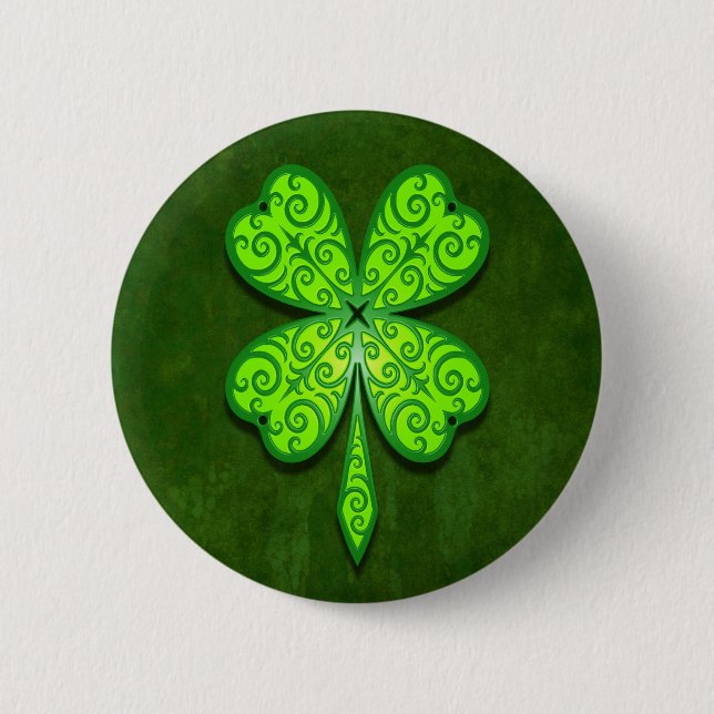 Badge Rond 5 Cm Trèfle décoratif de quatre feuilles (Devant)