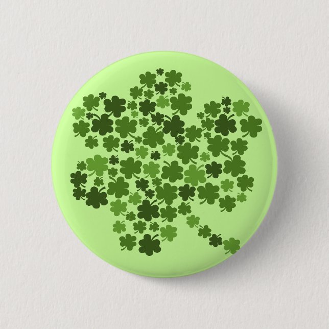 Badge Rond 5 Cm Trèfle irlandais de St Paddys de shamrocks (Devant)
