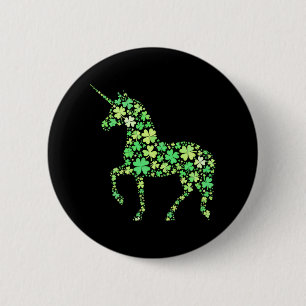 Badge Rond 5 Cm Trèfle Licorne Chanceux Design Magique Mignon