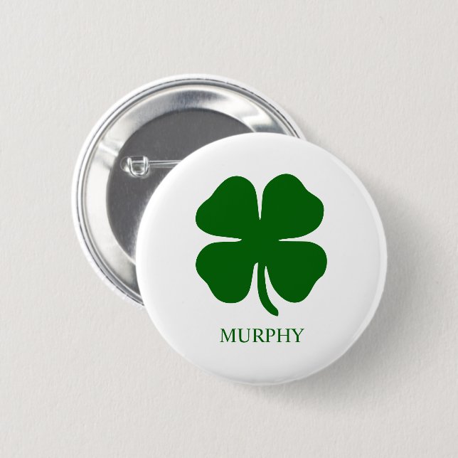 Badge Rond 5 Cm Trèfle Vert Personnalisé (Devant & derrière)