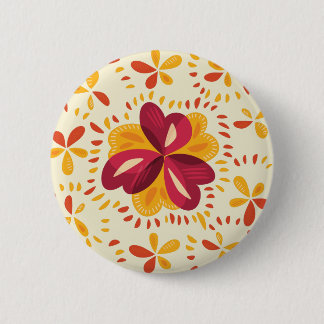 Badge Rond 5 Cm Trèfles abstraits dans le rose et le jaune