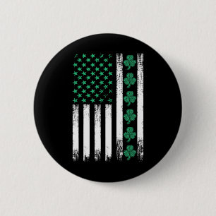 Badge Rond 5 Cm Trèfles de drapeau américain irlandais St Patricks