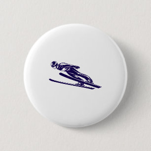 Badge Rond 5 Cm Tremplin de ski sports d'hiver skieur vol à ski sk
