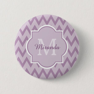 Badge Rond 5 Cm Trendy Purple Chevron Zigzag Nom et monogramme