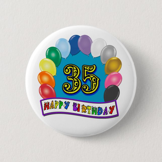 Badge Rond 5 Cm trente-cinquième Conception de ballons (Devant)
