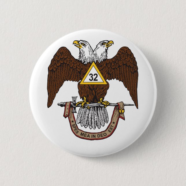Badge Rond 5 Cm trente-deuxième Brun écossais Eagle de rite de (Devant)