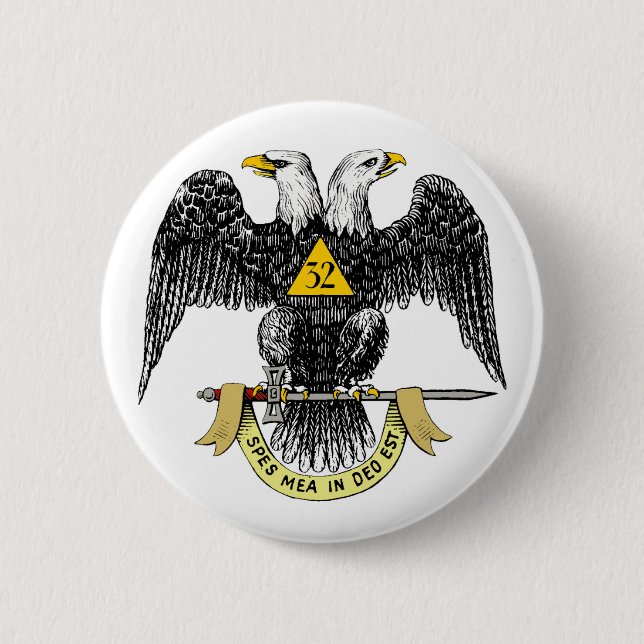 Badge Rond 5 Cm trente-deuxième Noir écossais Eagle de rite de (Devant)