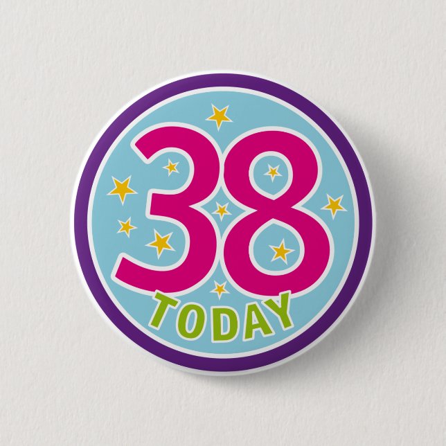 Badge Rond 5 Cm trente-huitième INSIGNE d'ANNIVERSAIRE (Devant)