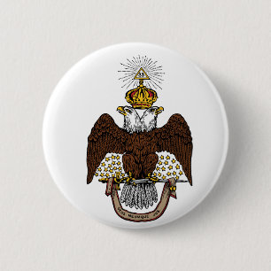 Badge Rond 5 Cm trente-troisième Brun écossais Eagle de rite de
