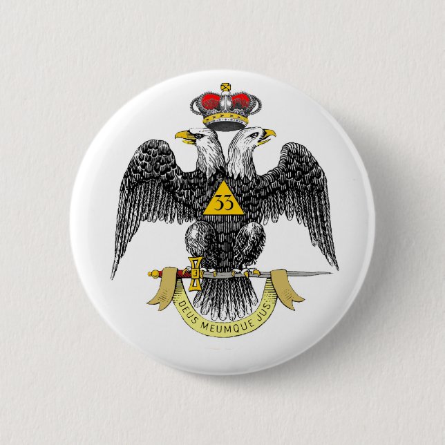 Badge Rond 5 Cm trente-troisième Noir écossais Eagle de rite de (Devant)