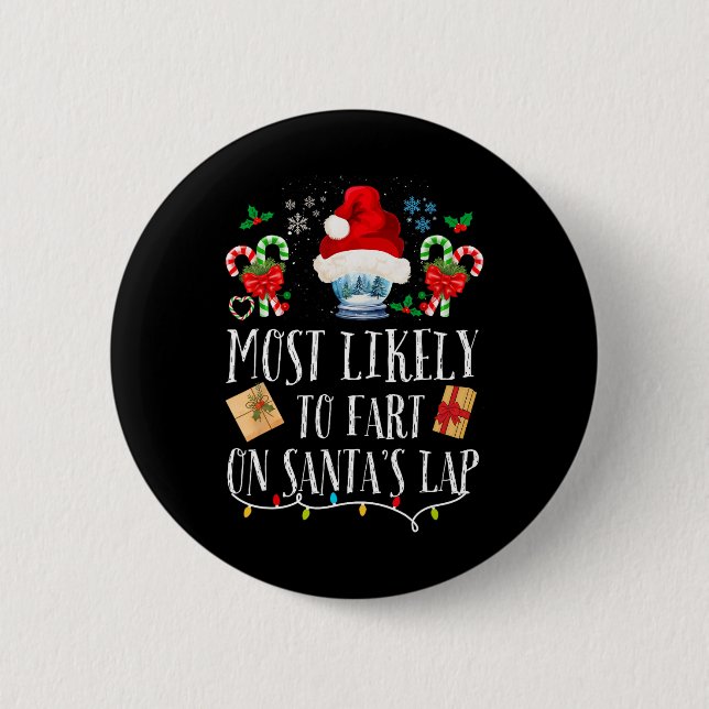 Badge Rond 5 Cm Très Probable De Commencer Sur Père Noël Lap Fun F (Devant)