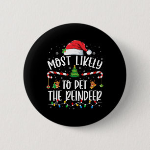 Badge Rond 5 Cm Très Probable De Pet La Famille De Noël Reindeer M