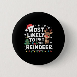 Badge Rond 5 Cm Très Probable De Pet La Famille Reindeer Noël H