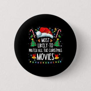 Badge Rond 5 Cm Très Probable De Voir Tous Les Films De Noël Fami