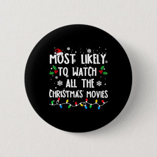 Badge Rond 5 Cm Très Probable De Voir Tous Les Films De Noël Fami