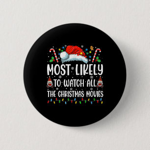 Badge Rond 5 Cm Très Probable De Voir Tous Les Films De Noël Fami