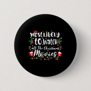 Badge Rond 5 Cm Très Probable De Voir Tous Les Films De Noël Fami