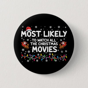 Badge Rond 5 Cm Très Probable De Voir Tous Les Films De Noël Famil