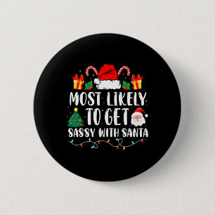Badge Rond 5 Cm Très Probable D'Obtenir Sy Avec Père Noël Fun Fami