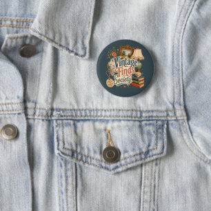 Badge Rond 5 Cm Trésors de Cottage Vintage Bleu 