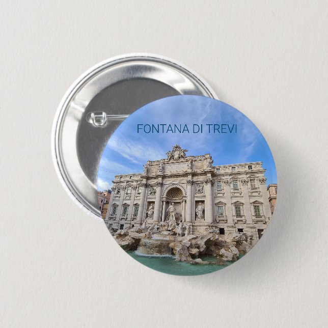 Badge Rond 5 Cm Trevi Fontaine Rome Italie Vacances Panorama (Devant & derrière)