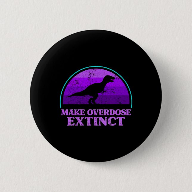 Badge Rond 5 Cm Trex Dinosaure Purple Faire Overdose Extincte (Devant)