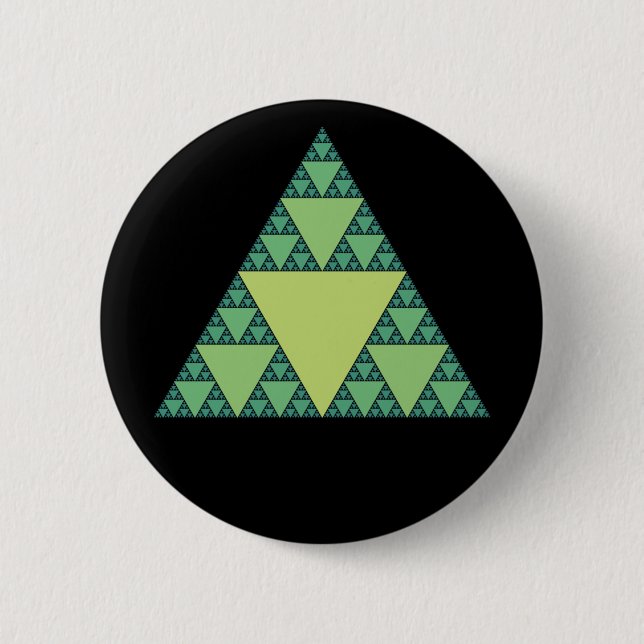 Badge Rond 5 Cm Triangle Sierpinski dans les tons verts (Devant)