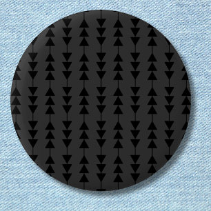 Badge Rond 5 Cm Triangles à pendage noir moderne et élégant sur fu
