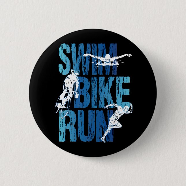 Badge Rond 5 Cm Triathlon - Course à vélo de natation (Devant)