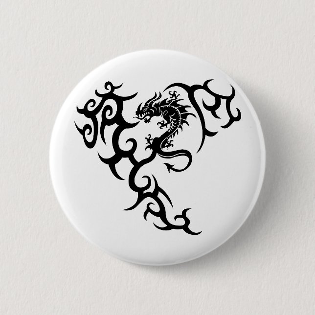 Badge Rond 5 Cm Tribal avec Dragon (Devant)