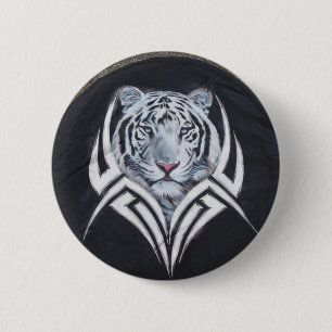 Badge Rond 5 Cm Tribal blanc de tigre