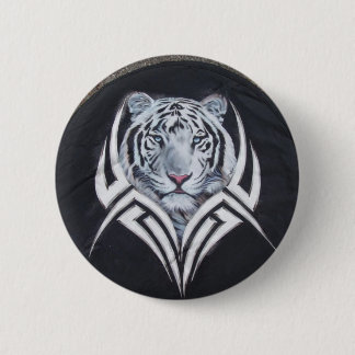 Badge Rond 5 Cm Tribal blanc de tigre