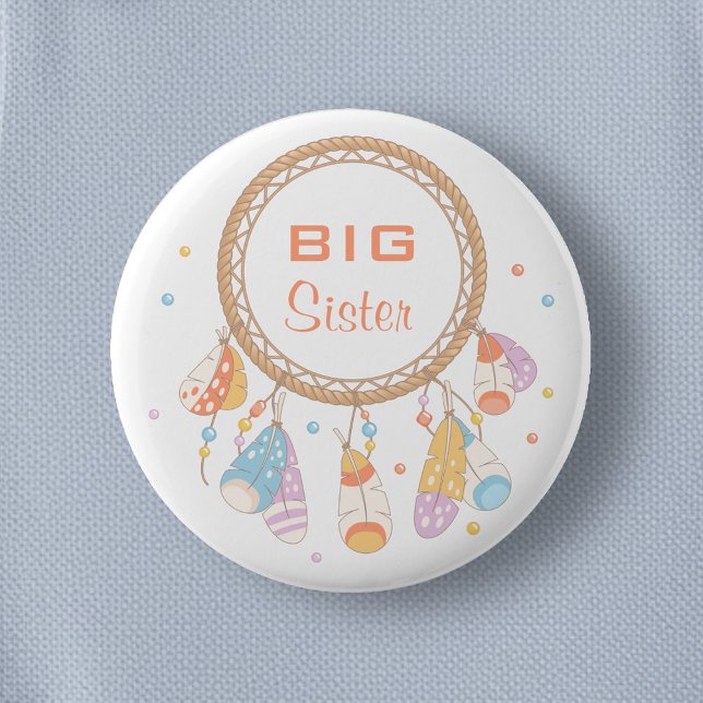 Badge Rond 5 Cm Tribal Dreamcatcher Boho Big Sister (Créateur téléchargé)