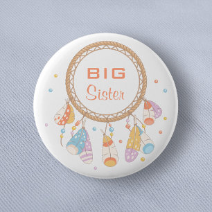 Badge Rond 5 Cm Tribal Dreamcatcher Boho Big Sister