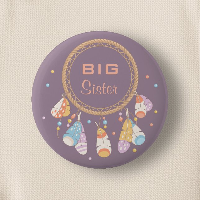 Badge Rond 5 Cm Tribal Dreamcatcher Boho New Baby Big Sister (Créateur téléchargé)
