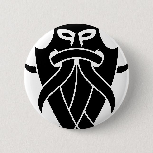 Badge Rond 5 Cm Tribal du masque d'Odin (noir) (Devant)