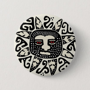 Badge Rond 5 Cm Tribal Indian Sun Spirit