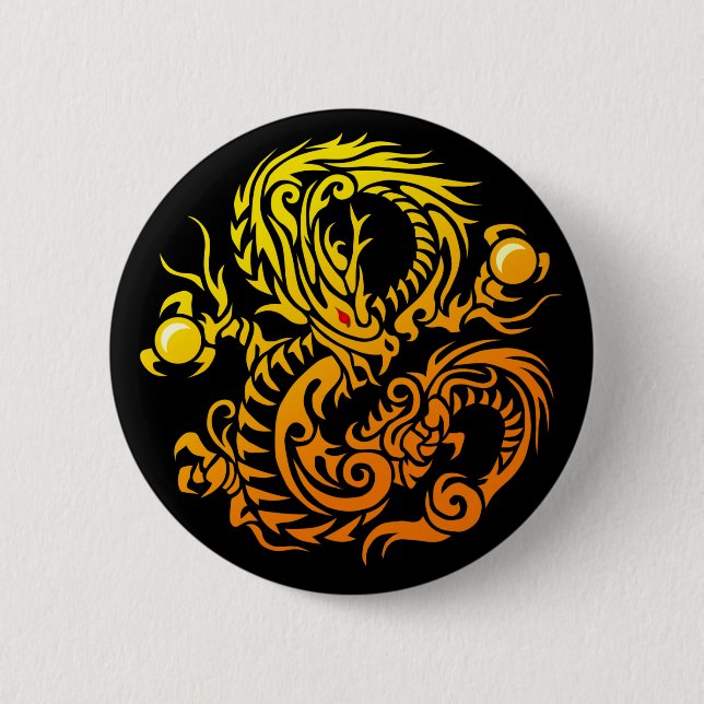 Badge Rond 5 Cm tribal ryuu gold (Devant)